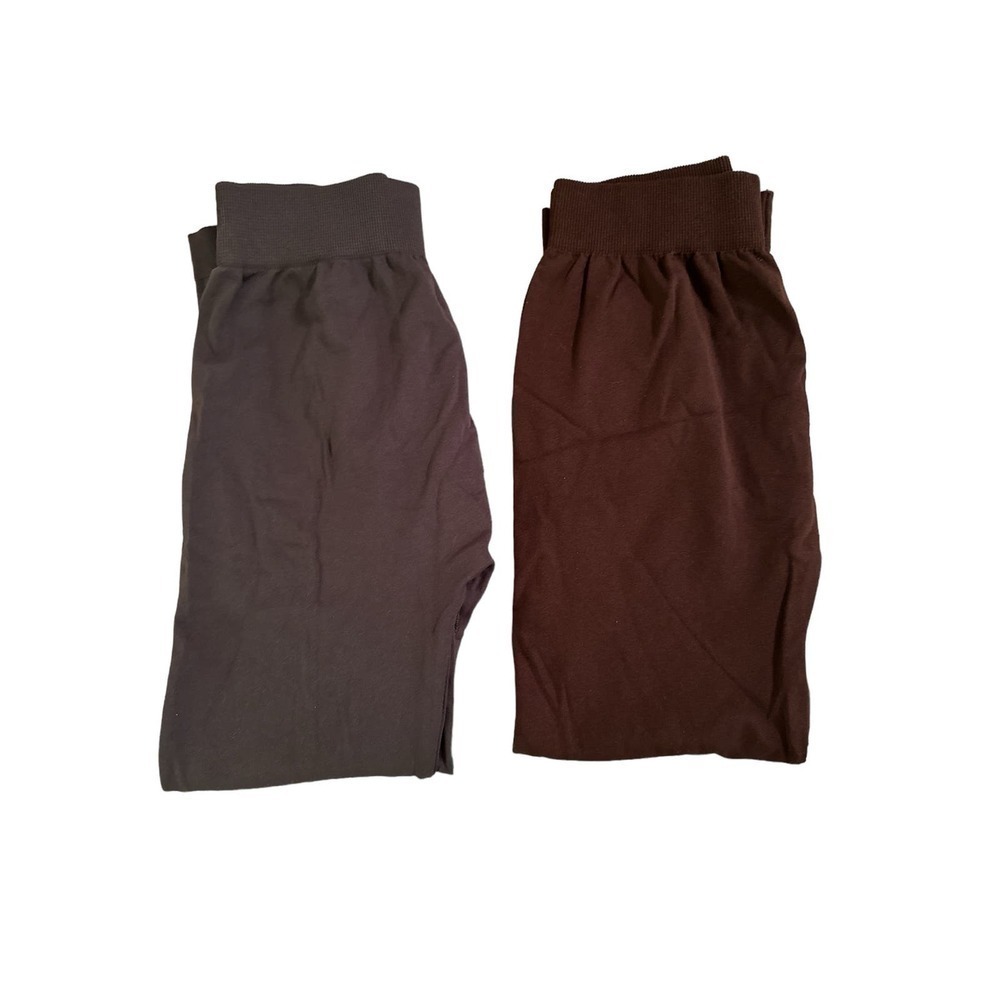 Pack Of 2 NIKIBIKI Women's Stretch Pull On Capri Leggings One Size Brown Gray